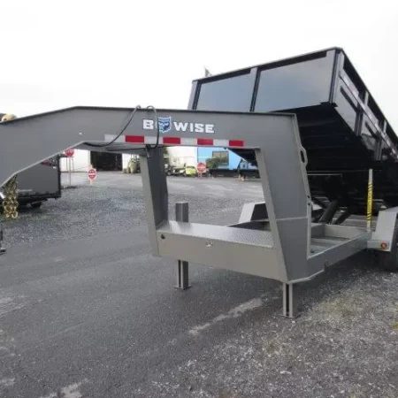 BWise 7 x 18 Gooseneck Tri-Axle Dump Trailer Hydraulic Jacks - Image 9