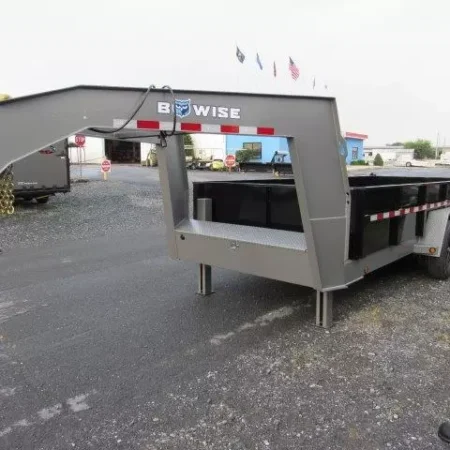 BWise 7 x 18 Gooseneck Tri-Axle Dump Trailer Hydraulic Jacks - Image 5