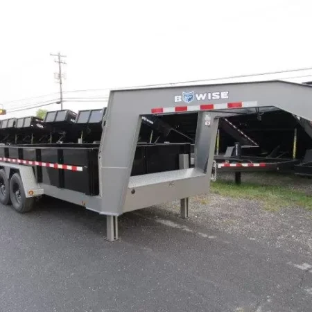 BWise 7 x 18 Gooseneck Tri-Axle Dump Trailer Hydraulic Jacks - Image 7